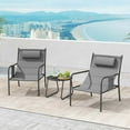 thumbnail image 5 of Costway 3 PCS Outdoor Bistro Set Breathable Seat Fabric & Cozy Headrest Metal for Yard, 5 of 10