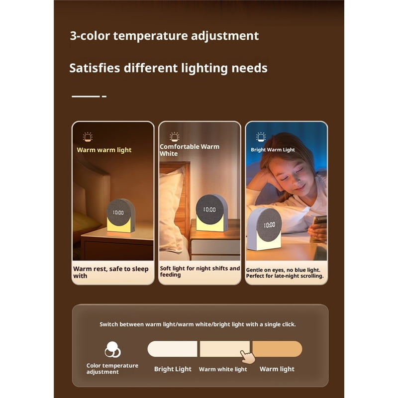 Generic Bedside Dream Machine, White Noise Sound Machine, Sunrise Alarm Clock with Night Light, 4 in 1 Music Speaker, Sleeping Soother with 6 Sounds (9*4.6*11cm)