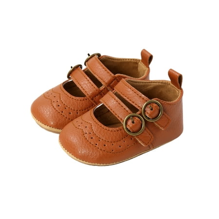 

SUNSIOM Newborn Baby Girls Mary Jane Flats PU Leather Princess Dress Socks Boots Double Buckle Straps