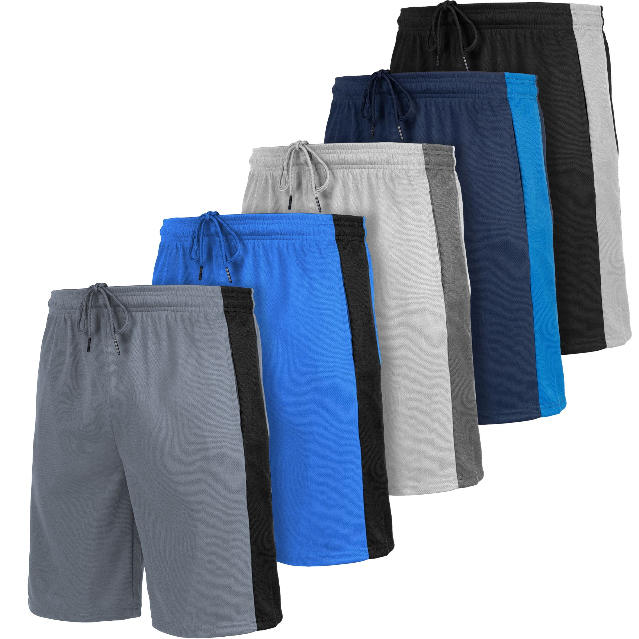 [5 Pack] Men?s Dry-Fit Active Athletic Performance Shorts - Basketball  Running Gym Workout Fitness Sports with Two Side Pockets