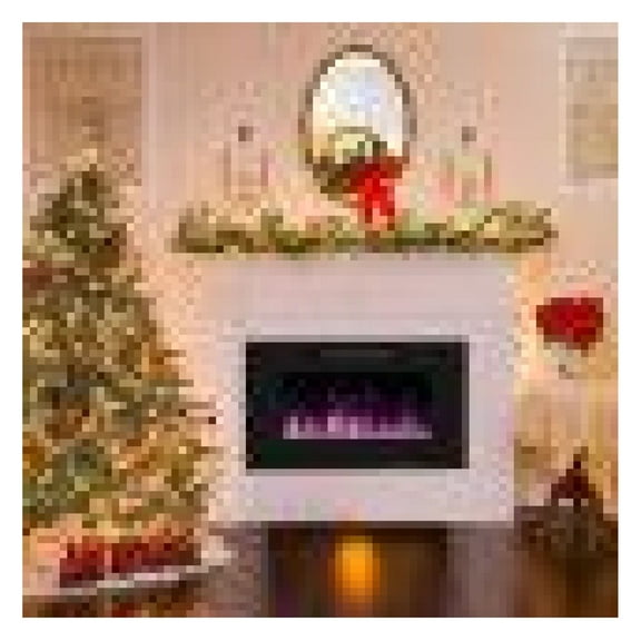 30-Inch Electric Fireplace Heater, Ultra Thin Recessed Wall Mounted Fireplace with Glass Appearance, 1500W Zone Heating, 12 Flame & Bed Colors, Timer, Remote Control, ETL Certified