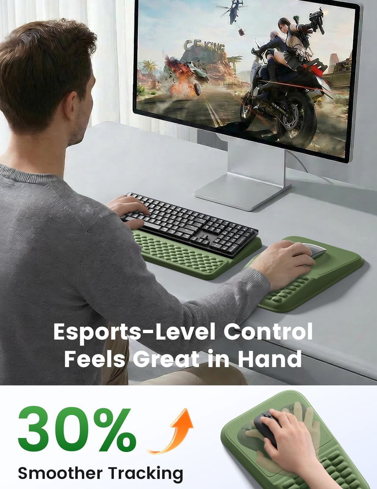Stand And Mouse Pad Set With Wrist Rest  Soft Memory Foam Support Cushion For Desk Carpal Tunnel Palm Hand Typing Office Gaming Grey