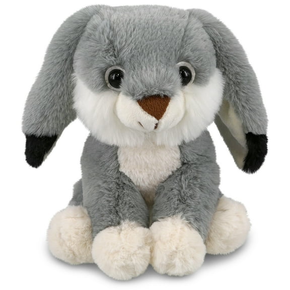 DolliBu Plush Rabbit Stuffed Animal - Soft Huggable Grey Rabbit, Adorable Playtime Bunny Plush Toy, Cute Farm Life Cuddle Gifts, Super Soft Plush Doll Animal Toy for Kids and Adults - 7 Inches
