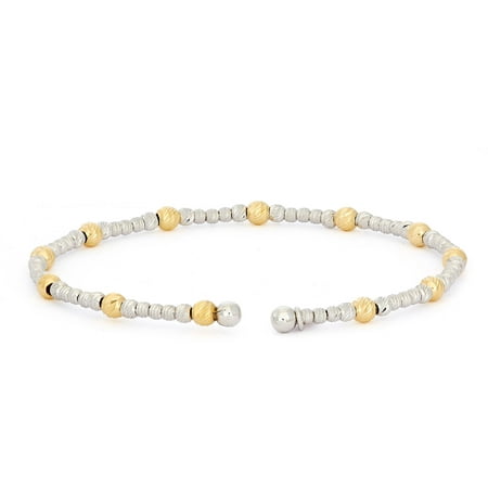 Giuliano Mameli Sterling Silver 14kt Gold- and Rhodium-Plated Bracelet with Large and Small Faceted Beads