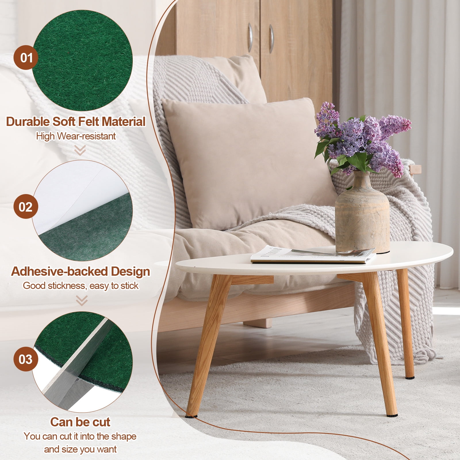 Uxcell 9 Inch Diameter Lamp Base Felt, 12Pack 3mm Thickness Round Soft Adhesive Felt, Dark Green