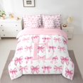 thumbnail image 2 of Erosebridal Initial Letter E Bedding Sets Queen Size,Bowtie Pattern Comforter Sets with Sheets,White Pink Bed in a Bag Queen Size For Girls,Breathable Bedroom Decoration Reversible,7-Piece, 2 of 7