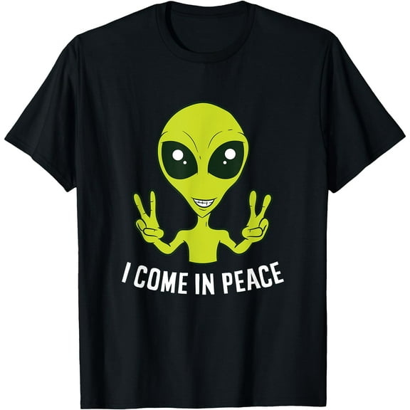 Cute Alien Peace Sign Space Unisex T-Shirt for Men Women Kids