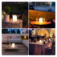 thumbnail image 4 of Lámpara de mesa solar para exteriores, luz cálida RGB, portátil, recargable, para patio, con control remoto, diseño cilíndrico impermeable IP44 para jardín, balcón, camping, 4 of 7