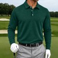 thumbnail image 4 of Sewkxo Men’s Casual Polo Shirt Long Sleeve waffle Button Collared Polo Knit Stretchy Golf Pullover Sweaters,Dark Green 4XL, 4 of 5
