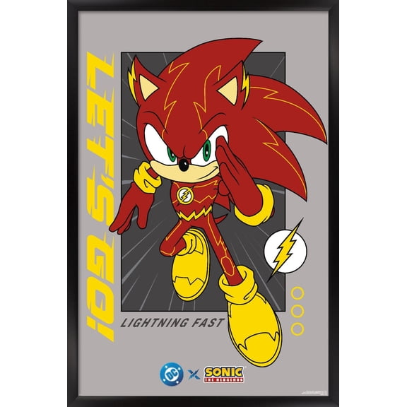 DC X Sonic The Hedgehog - Sonic Lightning Fast Wall Poster, 22.375" x 34" Framed