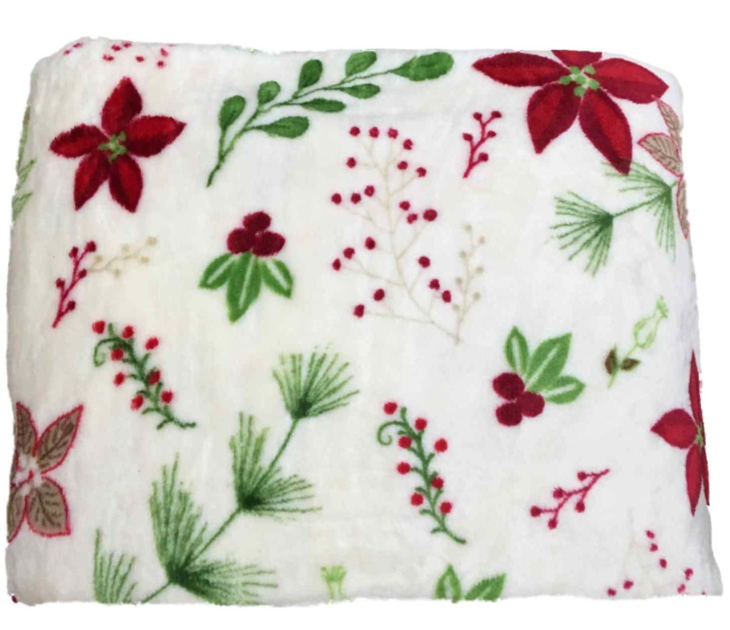 The Big One Supersoft Plush Throw Blanket  60” x 72” CHRISTMAS POINSETTIA 