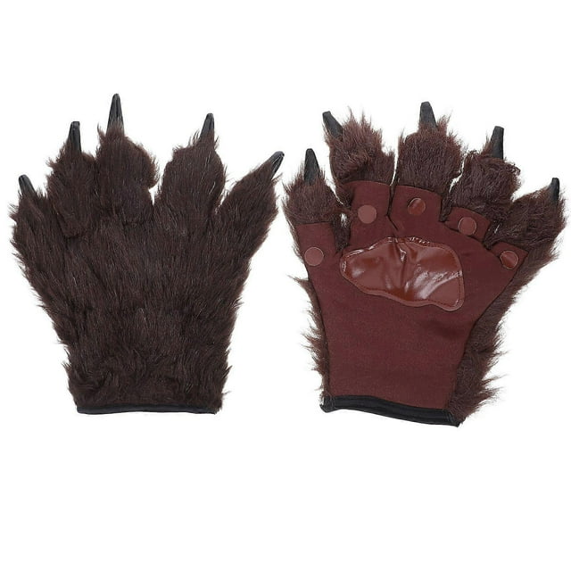 1 Pair Werewolf Claw Gloves: Halloween Parties Supply - Furry Wolf Hand Accessories With Hairy Claws - Stage Performances Cosplay Gloves(Fingerless St