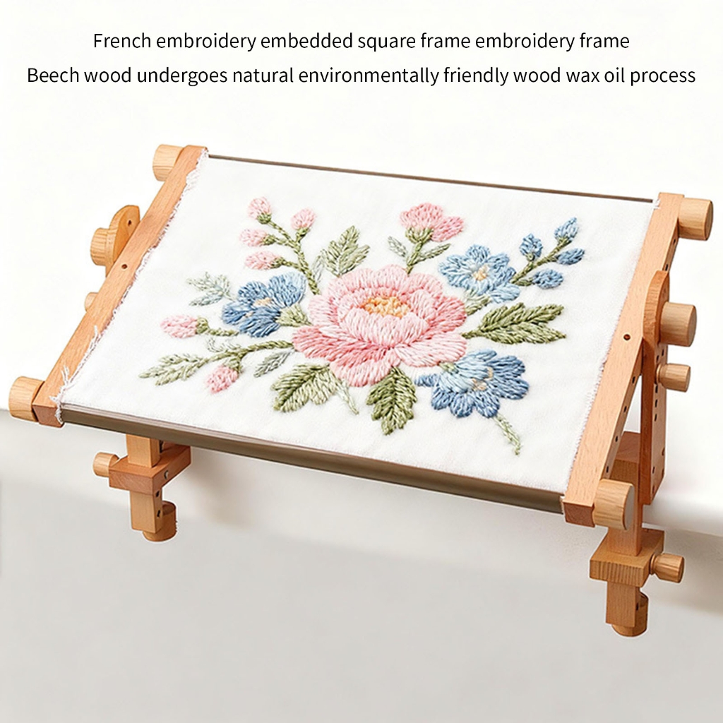 Professional Embroidery Frame Holder Adjustable Wooden Embroidery Hoop Stand For Beginner Stitching Needlework Craft