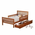 thumbnail image 4 of Cama de plataforma de madera de tamaño doble con barandillas en ambos lados y dos cajones de almacenamiento, 4 of 5