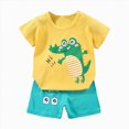 thumbnail image 4 of NOLDARES Toddler Boy Outfit Print Short Sleeve T-shirt Shorts Clothing Set Baby Boy Clothes(Yellow,3-6 Months), 4 of 4