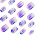 thumbnail image 3 of Purple Gradient Press On Nails: Blue Ombre, Star, Acrylic, Short Square, 24 Pcs, Glossy, Blooming, Milky Way Gel Glue C33, 3 of 3