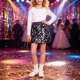 thumbnail image 2 of PEASKJP Teen School Uniform Skirts Baby Girls Layered Tutu Skirt Sparkling Sequin Tulle Dance Skirts (Black,12-13 Years), 2 of 7