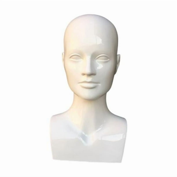 Soporte para exhibición de gorra de maniquí masculino, soporte para exhibición de cabeza de maniquí, para gafas Blanco brillante