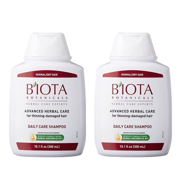 B'IOTA Botanicals Herbal Care Experts Champú de cuidado diario para cabello fino normal/seco 10.1 oz (paquete de 2)