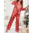 thumbnail image 3 of Conjunto de pijamas antimanchas para mujer, camisa de manga larga suave con botones y pantalones, ropa de dormir para Navidad, 3 of 4