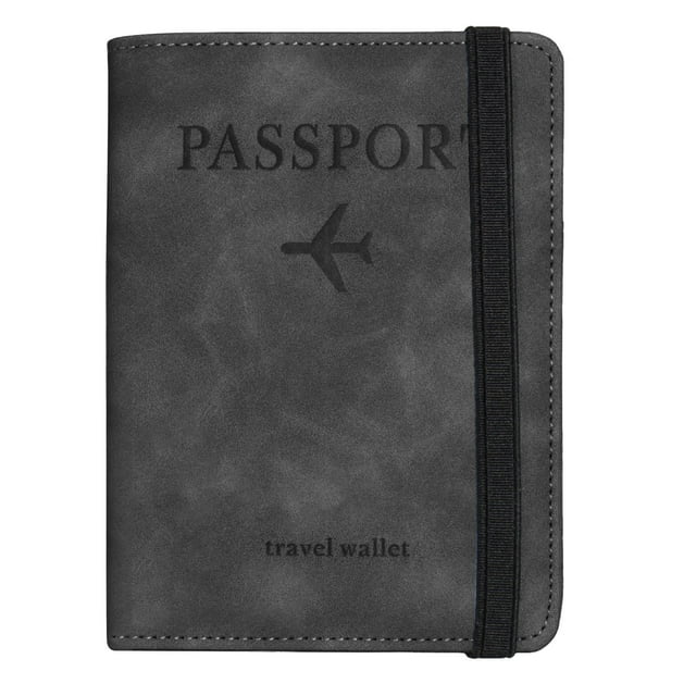 Lolmot Étui Passeport Rétro Effet Peau avec Fente Multi-Cartes Rfid Anti-Numérisation Étanche pour Carte