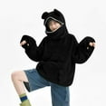 thumbnail image 6 of Miluxas Frog Hoodie Teen Girls Cute Oversized Hoodies Women Sweatshirt Solid Casual Pullover Tops with Pocket Black XXXL(XXXL), 6 of 9