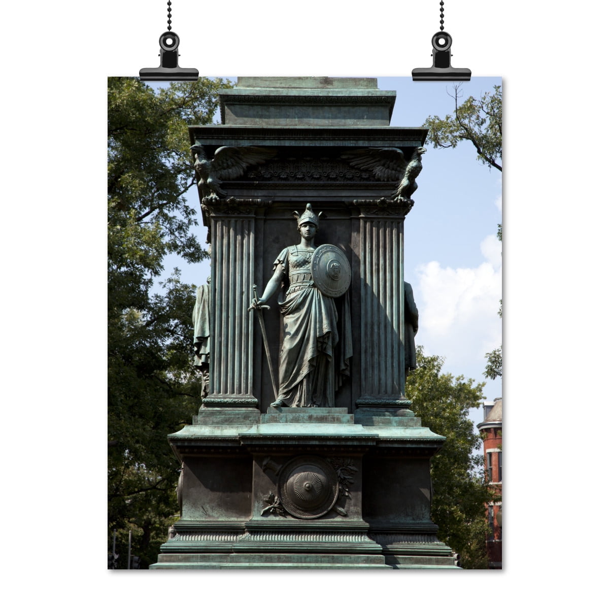 Print: An Equestrian Statue Honoring John A. Logan Stands In The Center Of