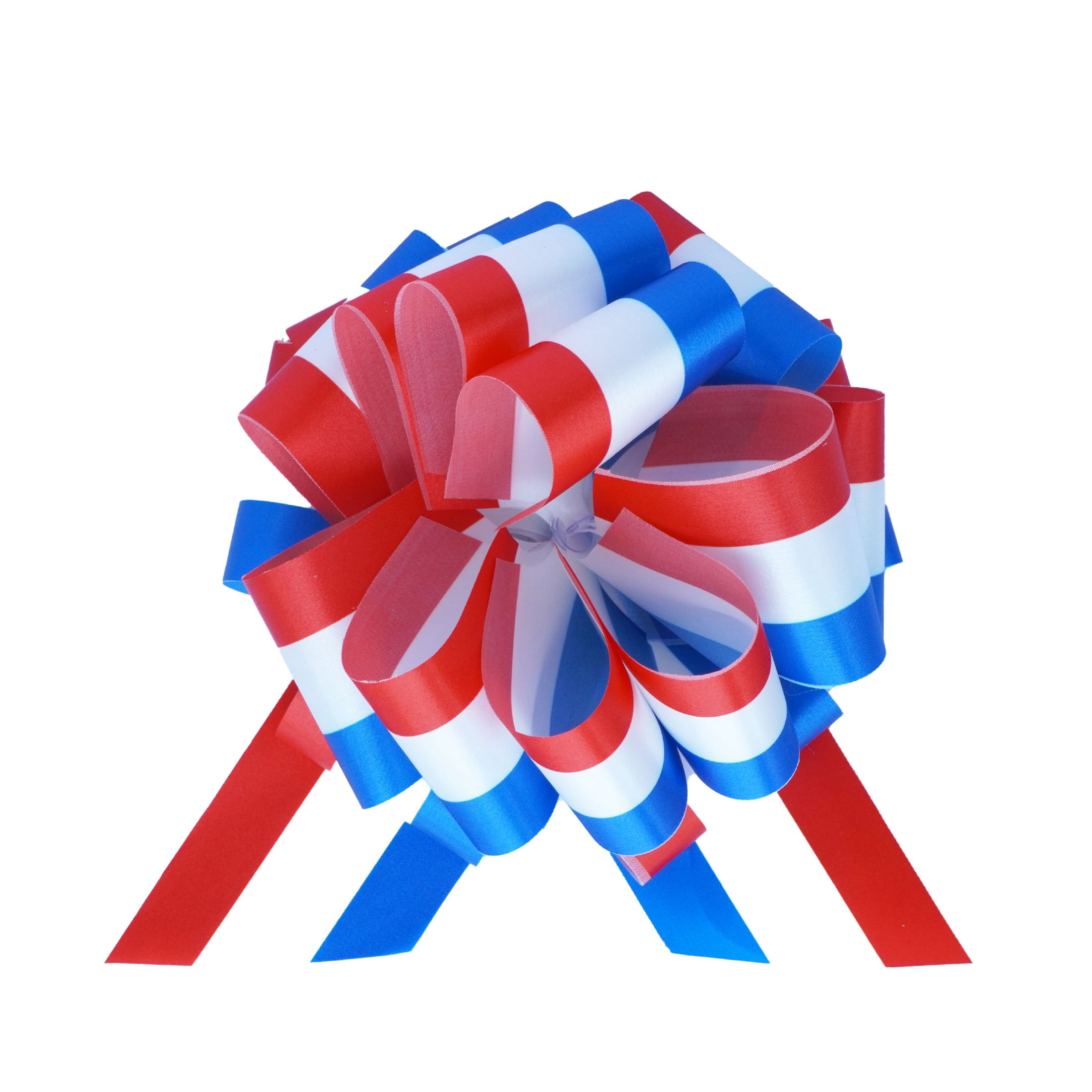 Gwen Studios 6 Inch Patriotic Pull Bows, 12 Count, Red, White & Blue Striped