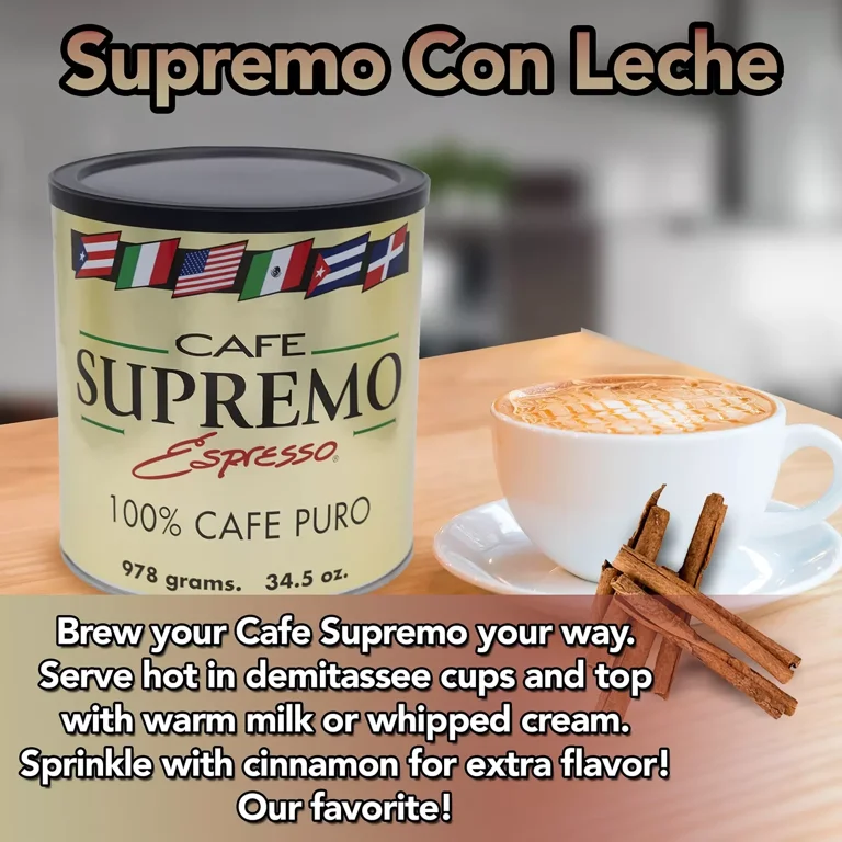 Cafe Supremo Dark Roast 100% Pure Espresso Ground Coffee Can