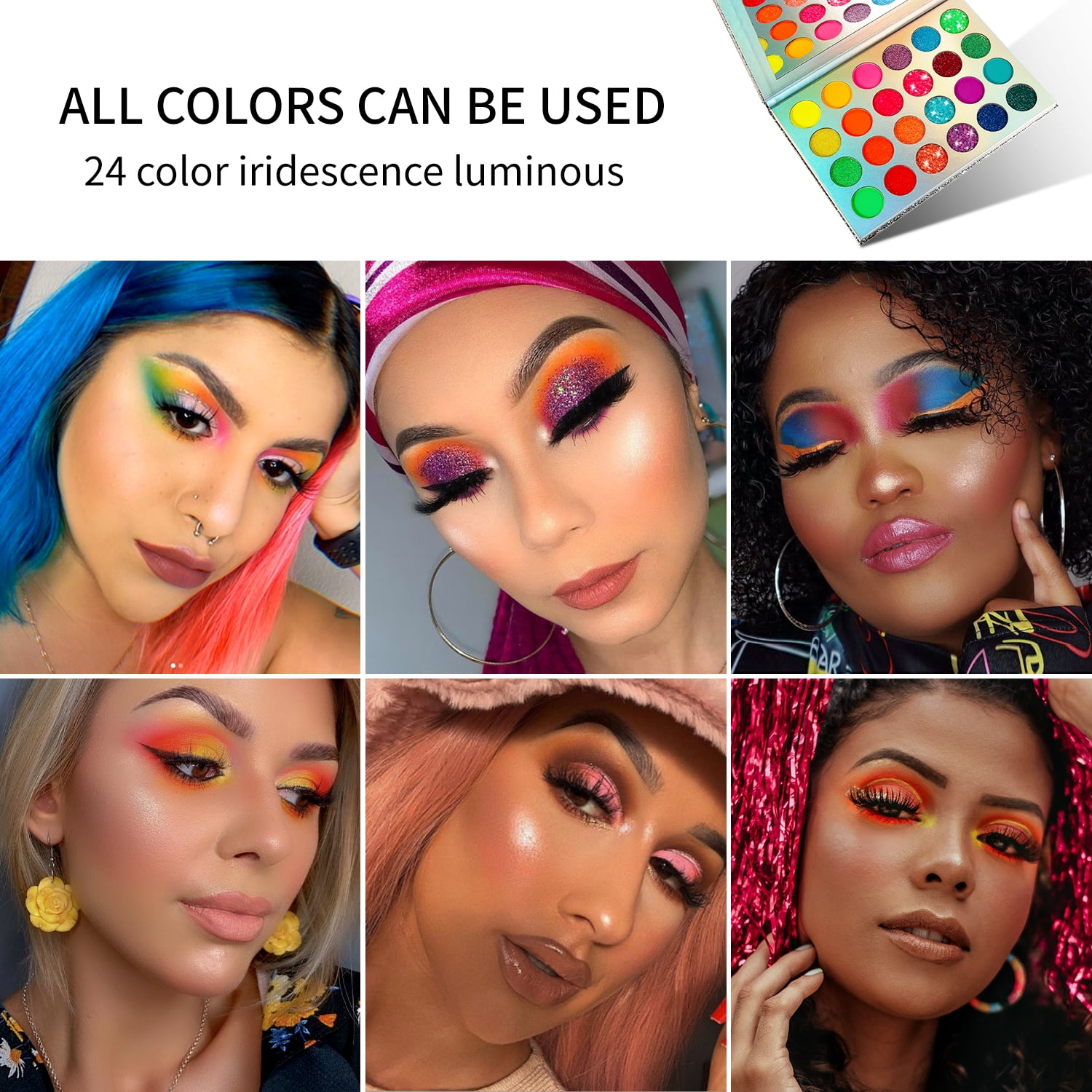 Buy Neon Eyeshadow Palette Professional Glow in the Dark,DE'LANCI