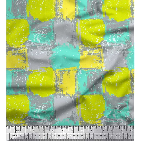 Soimoi Green Cotton Duck Fabric Abstracts Abstract Print Fabric by Yard 42 Inch Wide