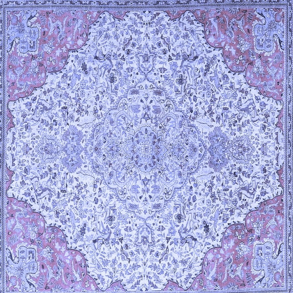 Ahgly Company Machine Washable Indoor Square Persian Blue Traditional Area Rugs, 7' Square