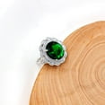 thumbnail image 4 of Uloveido Womens Silver Color Oval Cut Green Cubic Zirconia Ring Birthstone Adjustable Synthetic Emerald Rings (Green), 4 of 7