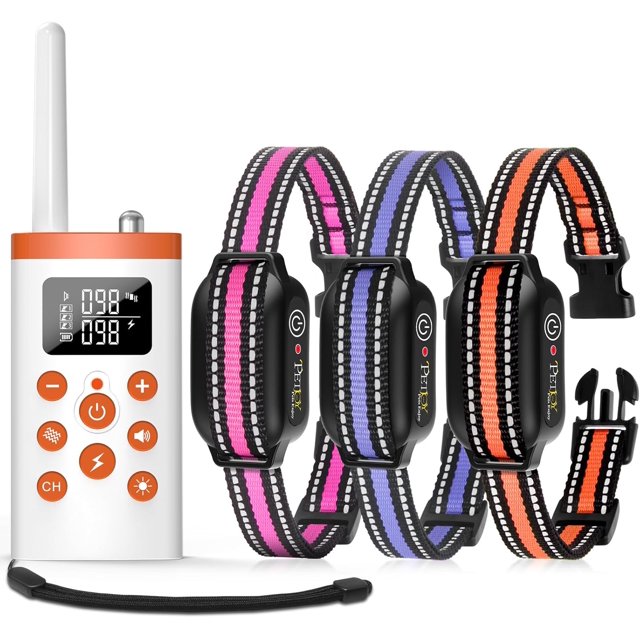 Automatic Bark Collar for Large Dogs Shock Collar with Remote and Auto Modes Dog Shock Collar for Dogs Bark and Training Collar Combo - Remote Ft