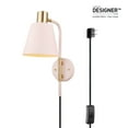 thumbnail image 6 of Novogratz x Globe 1-Light Blush Pink Plug-in or Hardwire Indoor Wall Sconce with Matte Brass Accents, 6 of 9