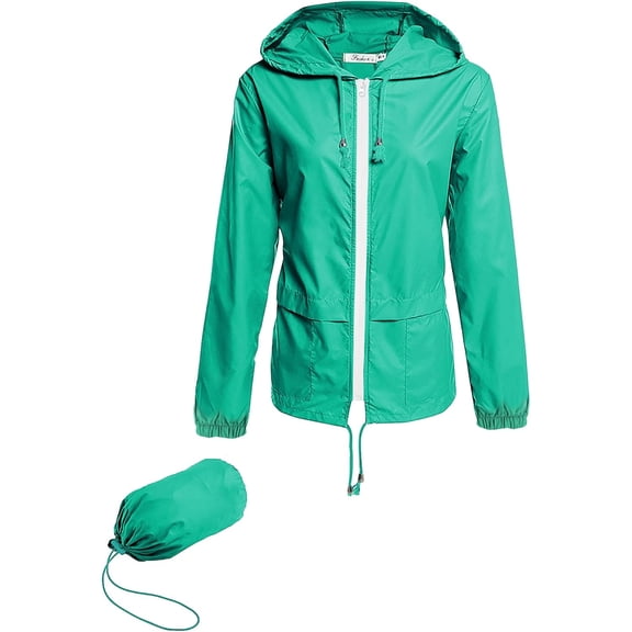 Women's Lightweight Hooded Raincoat Waterproof Packable Active Outdoor Rain Jacket (S-3XL)