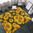 Aesthetic sunflower leaf black Area Rugs for Living Room Bedroom , 3x5