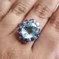 thumbnail image 3 of Natural Aquamarine & Tanzanite Ring, 14K Solid White Gold Ring, March Birthstone, Cocktail Ring, Wedding Gift, Aquamarine Tanzanite Jewelry, 3 of 5