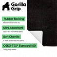 thumbnail image 3 of GORILLA GRIP Chenille Bath Rug 48x24, Rubber Backing Quick Dry Washable Microfiber Mats, Black, 3 of 10