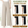 thumbnail image 4 of Pants for Senior Women - Soft Flowy High-Waist Pull-On Wide-Leg Flared Pants Stretch Drape Pant Over 50, 4 of 7
