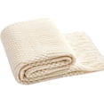 thumbnail image 2 of Fennco Styles Ivory Knitted Soft Fringe Throw Blanket 50" x 60" – Cozy Textured Decorative Sofa & Bed Throw, Warm Lightweight Boho Blanket for Living Room, Bedroom, Home Décor, 2 of 5