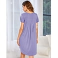 thumbnail image 5 of Oudiya Womens Nightgown Soft Pleated Sleepshirt Short Sleeve House Mumu Dress, S-3XL, 5 of 6