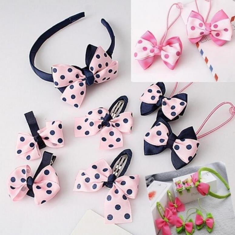 Fashion Kids 7Pcs/set Cute Girl Baby Toddler Bow Barrette Hair Band