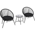 thumbnail image 1 of QinaQin Three-Piece Rattan Dining Table and Chair Set, Including Cushions, a Modern Outdoor Rattan Patio Furniture Set, Including Two Chairs and a Glass Coffee Table, 1 of 8