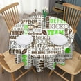 thumbnail image 3 of Green Brown Football Words Pattern Round Tablecloth 60"x60",Wrinkle Wipeable Table Cloth for Kitchen Dining Room Picnic Patio Party, 3 of 6