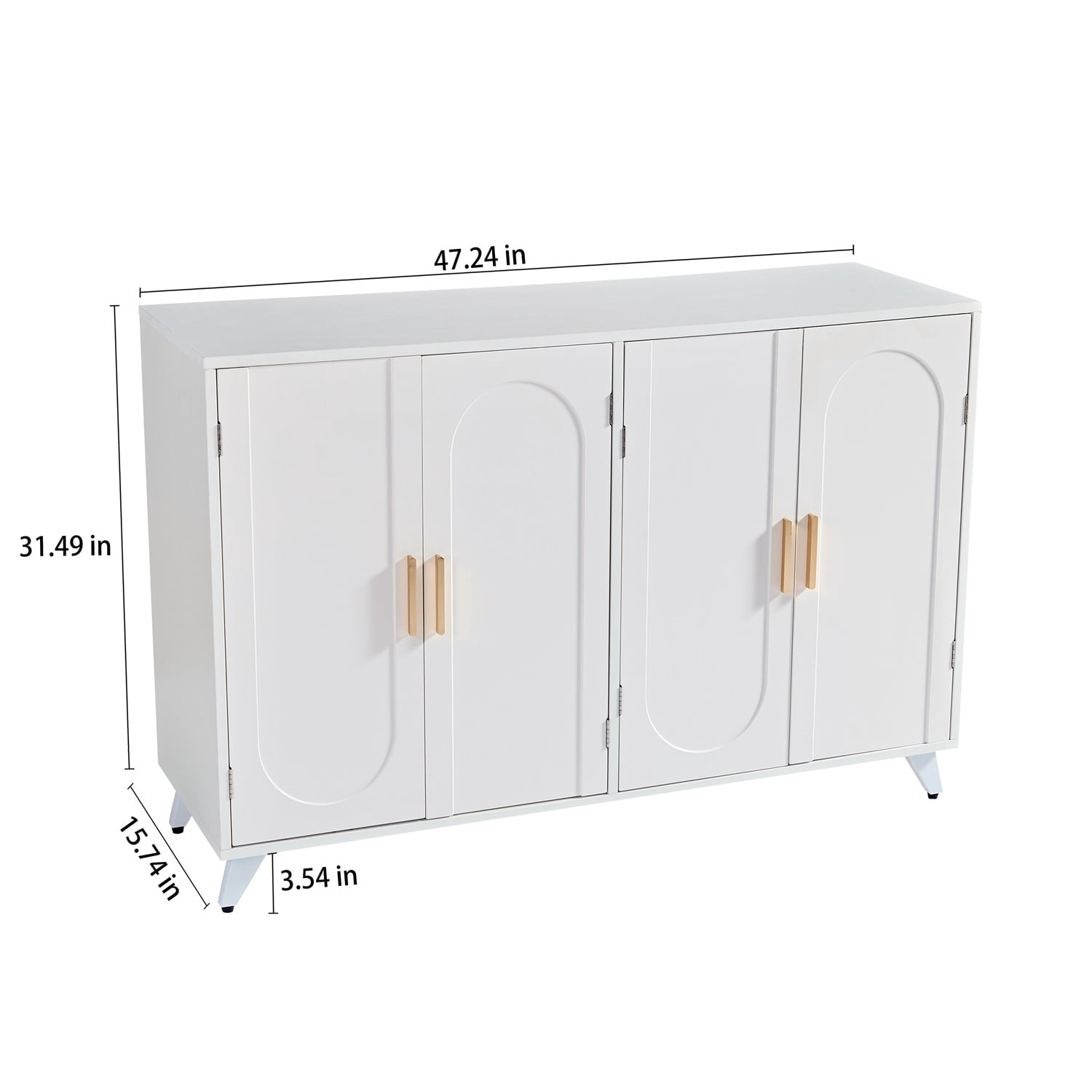 Hommoo Arch Texture Sideboard Buffet Cabinet with 4 Doors and Removable Shelves, Accent Cabinets Coffee Bar Cabinet, Modern Multifunctional Storage Cabinet for Home, Ivory White