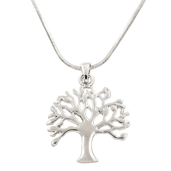 Tree of Life Necklace Rhodium Snake Chain J0058