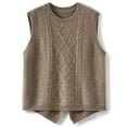 thumbnail image 3 of Iyufng Sweater Vest Women Cable Knit Vintage Sleeveless Crewneck Knitwear Casual Fashion Solid Color Lightweight Knitted Pullover Tank Tops Fall Winter Coffee, 3 of 7
