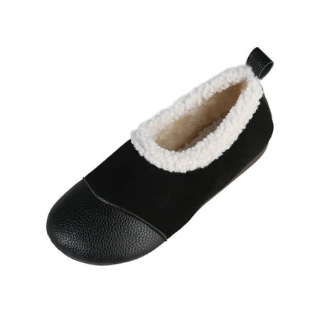 

CBGELRT Womens Casual Shoe Ladies Fashion Solid Color Suede Leather Panel Warm Plush Flat Sole Casual Shoes Ladies Shoes Casual Wear Womens Extra Wide Shoes