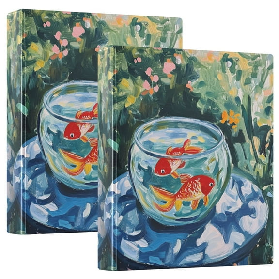 FORMRS 3 Ring Binder 1.5 inch with Pockets Set of 2 Clip Board 200 Sheets Capacity, Red Goldfish